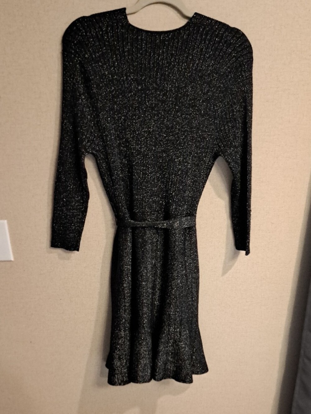 Cato Black Metallic Wrap Dress with Tie Waist - Picture 4 of 4